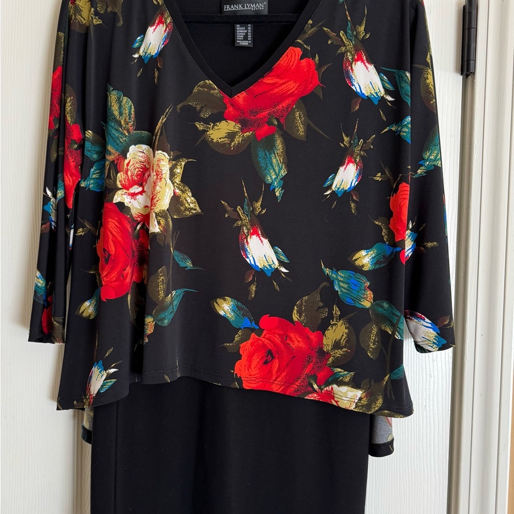 Frank Lyman Design Black Floral Blouse